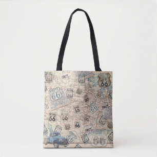 Route 66 Travel Map Tote Bag