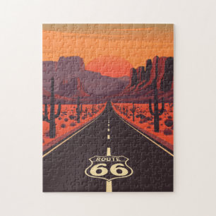 Route 66 USA Vintage Sunset Puzzle