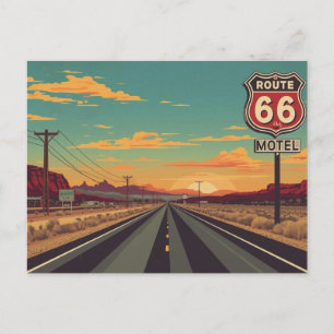 Route 66 Vintage American Road Trip Art Holiday Postcard