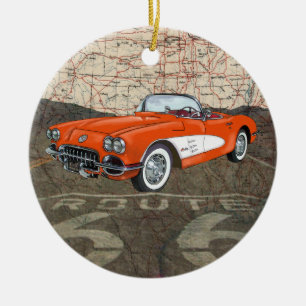 Route 66 Vintage Auto - SRF Ceramic Tree Decoration