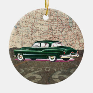 Route 66 Vintage Auto - SRF Ceramic Tree Decoration