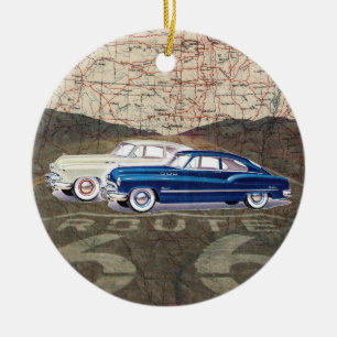 Route 66 Vintage Auto - SRF Ceramic Tree Decoration