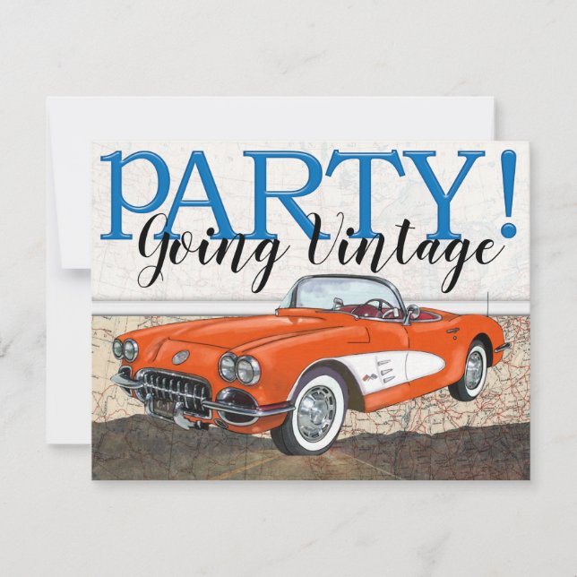 Route 66 - Vintage Cars- Invitation (Front)