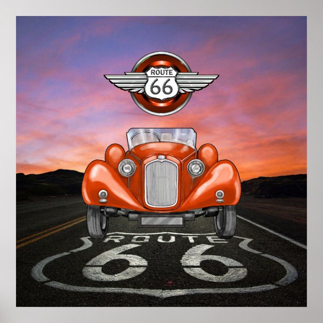 Route 66 - Vintage - Classic Car - SRF Poster (Front)