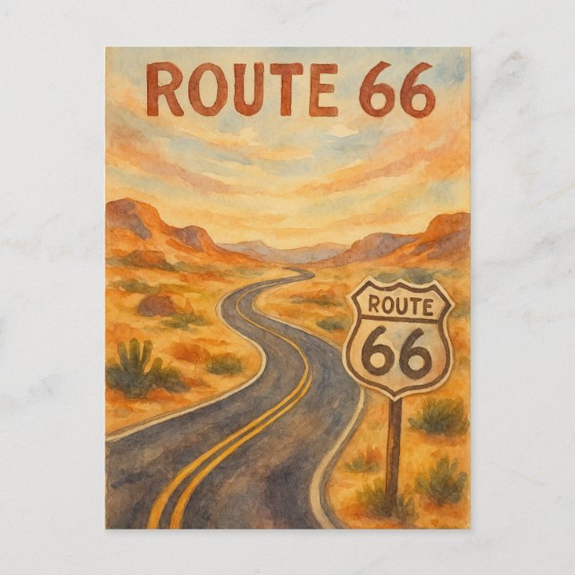 Route 66 Vintage Open Road Retro Desert Postcard (Front)