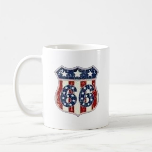Route 66 Vintage Shield Heritage Coffee Mug (Left)