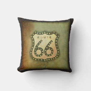 Route 66 vintage sign shabby chic style cushion