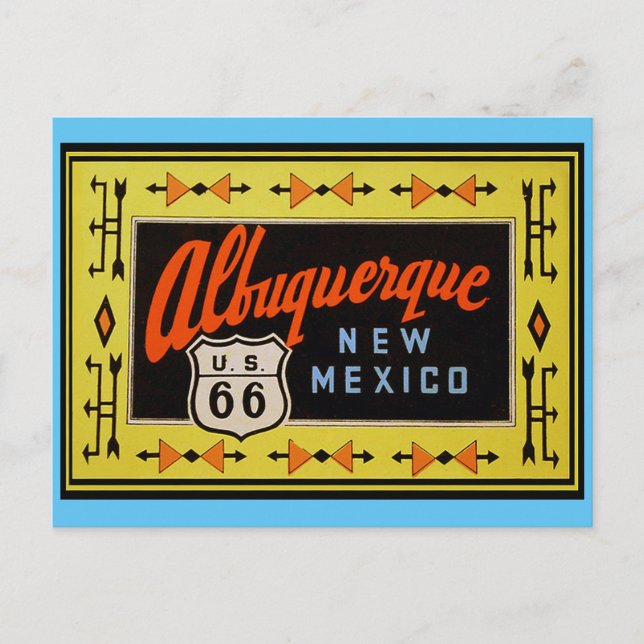 Route 66 - Vintage Travel Albuquerque New Mexico   Postcard (Front)