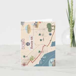 Route 66 Vintage Travel Map Illustration Holiday Card