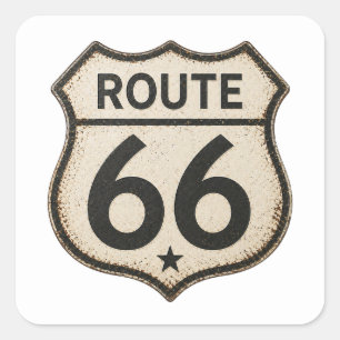 Route 66 Weathered Retro Shield Sticker