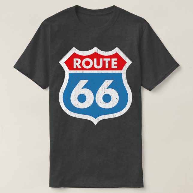 Route 66 Weathered T-Shirt (Design Front)