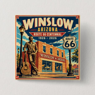 Route 66 Winslow Arizona Centennial Vintage Travel 15 Cm Square Badge