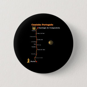 Route Caminho Português De Santiago Stages Camino  6 Cm Round Badge