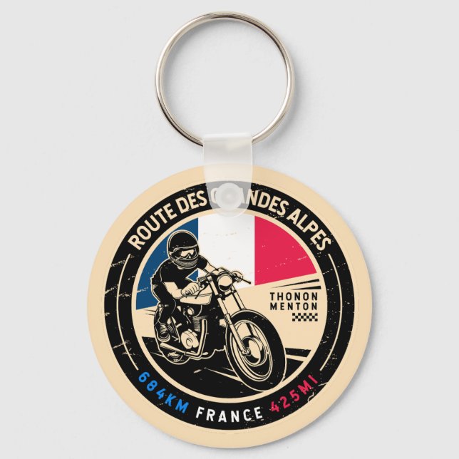 Route des Grandes Alpes | France | Motorcycle Key Ring (Front)