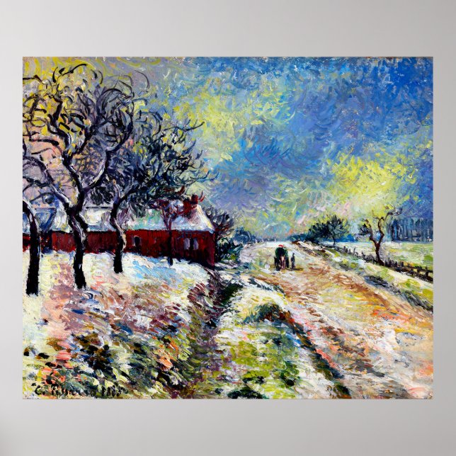 Route Enneigée avec maison, environs d'Éragny 1885 Poster (Front)