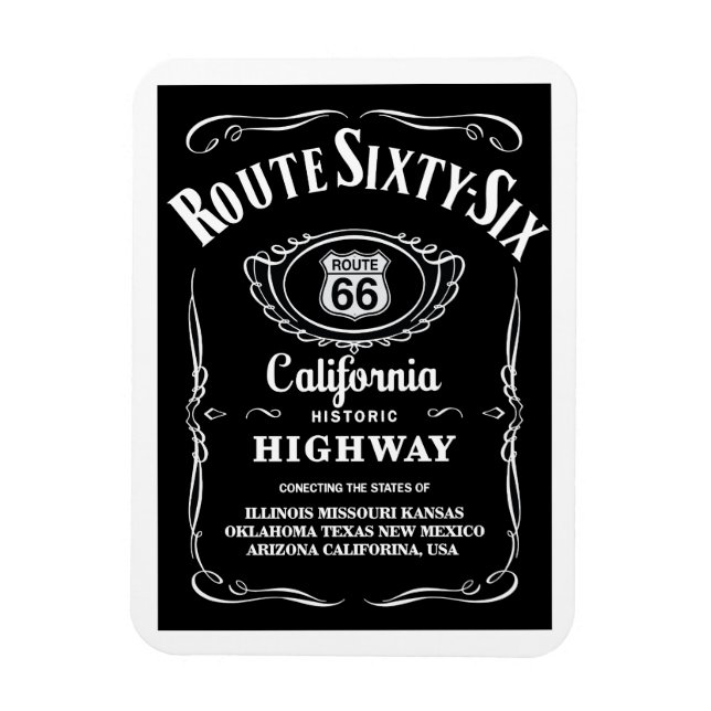 Route Sixty-Six Black Label  Magnet (Vertical)