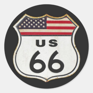 Route US 66 Classic Round Sticker