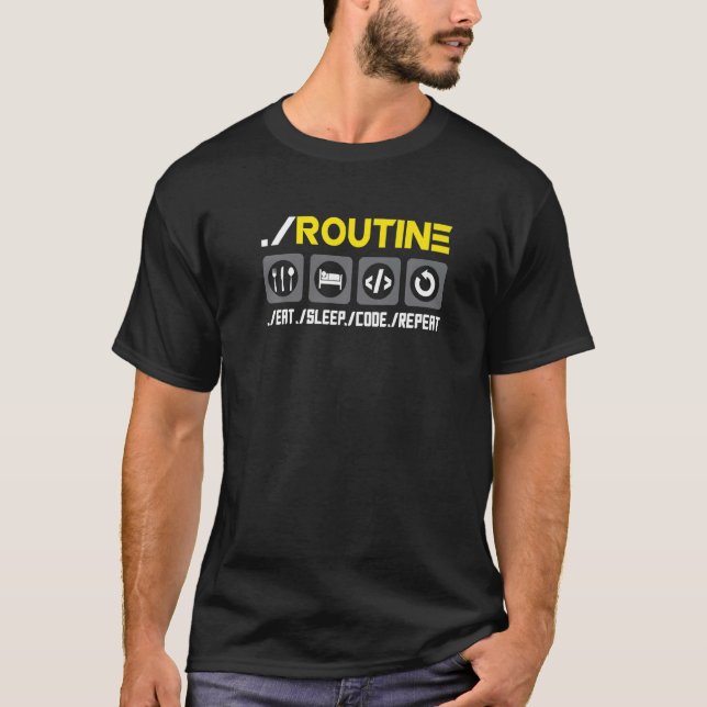 Routine Eat Sleep Code Repeat Software Developer C T-Shirt (Front)