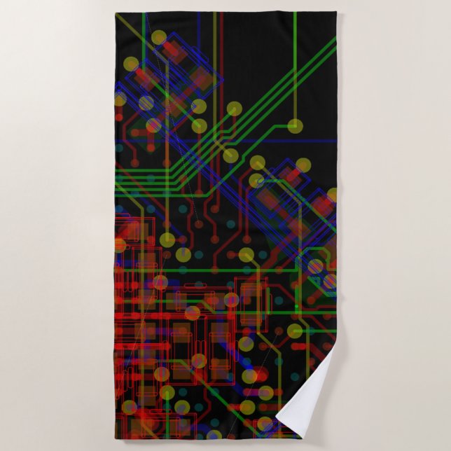 Routing Process Colourful Abstract Modern Cool Beach Towel (Front)