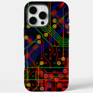 Routing Process Red Green Abstract Electronic Geek iPhone 16 Pro Max Case