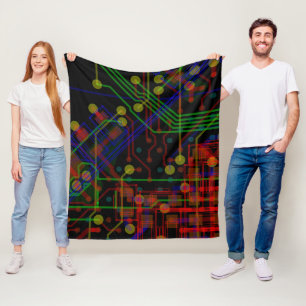 Routing Process Red Green Abstract Modern Geeky Fleece Blanket