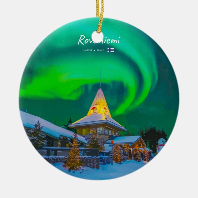 Rovaniemi, Finland - Magic Aurora  Ceramic Tree Decoration (Front)