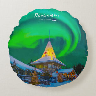 Rovaniemi, Finland - Magic Aurora  Round Cushion