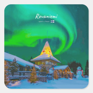Rovaniemi, Finland - Magic Aurora Square Sticker