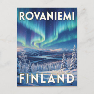 Rovaniemi Finland Northern Lights Arctic Travel Postcard
