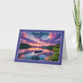 Row Boat on Tranquil Lake Woman's Birthday Card