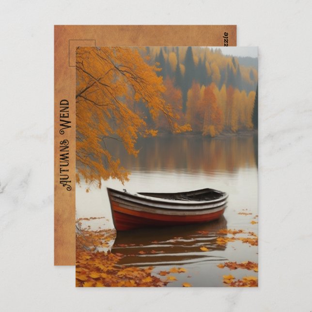 Row Boat Trees Colourful Autumns Wend Timeless Art Postcard (Front/Back)