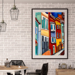Row Houses Abstract unframed Poster