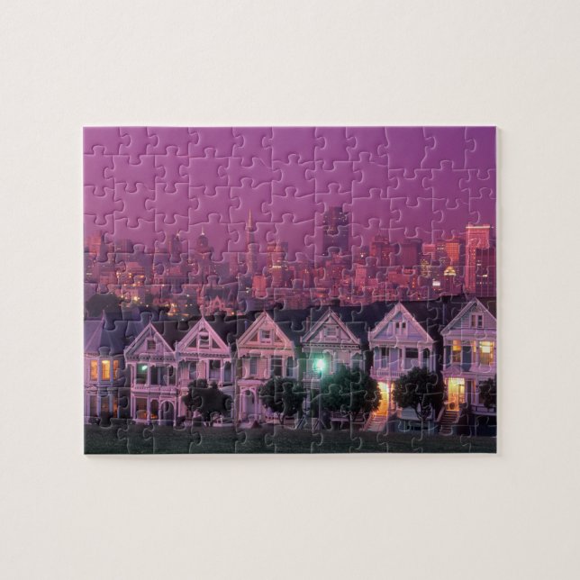 Row houses at sunset in San Francisco, Jigsaw Puzzle (Horizontal)