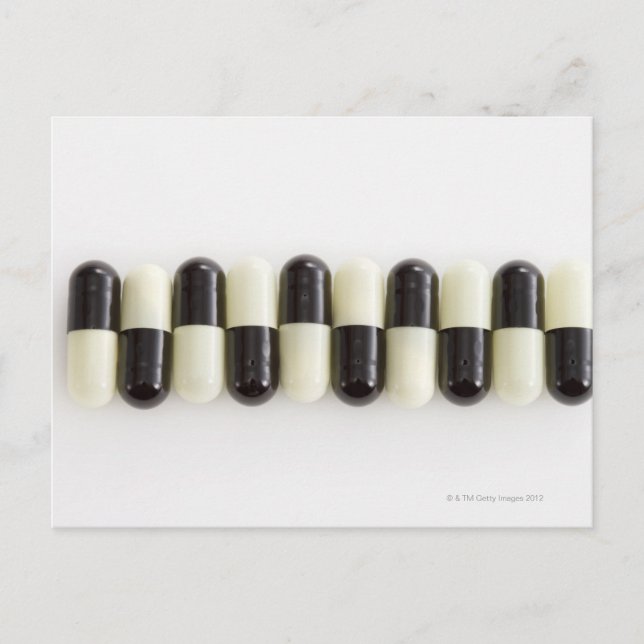 Row of Black and white pills Postcard (Front)