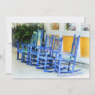 Row of Blue Rocking Chairs