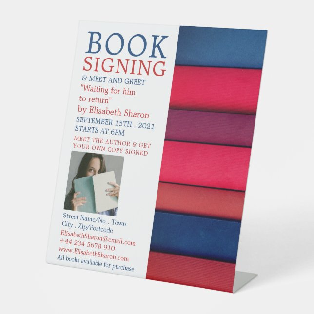 Row of Books, Writers Book Signing Advertising Pedestal Sign (Front)