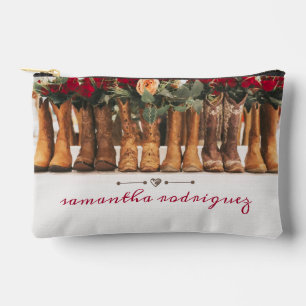 Row of Boots with Roses Accessory Pouch