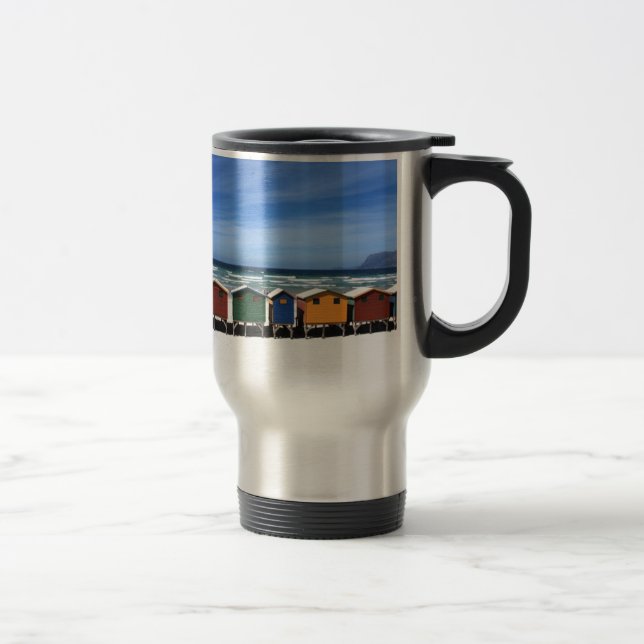 Row of Colourful Beach Huts Travel Mug (Right)