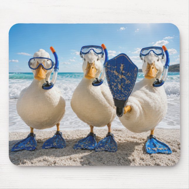 Row of Ducks with Snorkelling Gear Mouse Pad (Front)