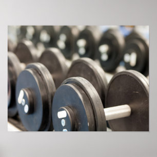 Row of Dumbbells Closeup Poster