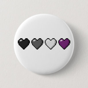 Row of Four Asexual Pride Flag Pixel Hearts 6 Cm Round Badge