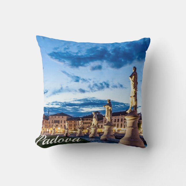 Row of illuminated statues in Padova Cushion (Front)