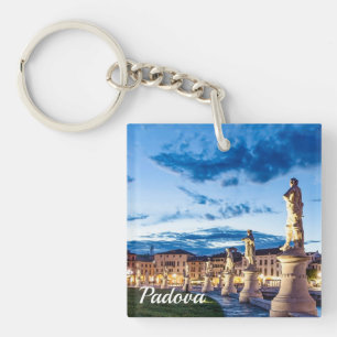 Row of illuminated statues in Padova Key Ring