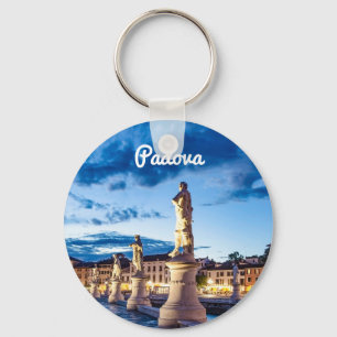 Row of illuminated statues in Padova Key Ring