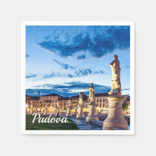 Row of illuminated statues in Padova Napkin