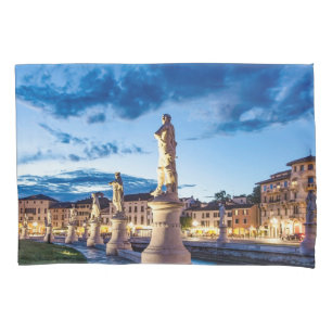 Row of illuminated statues in Padova Pillowcase