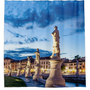 Row of illuminated statues in Padova Shower Curtain