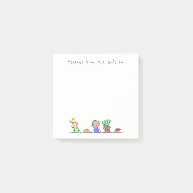 Row of Kids Personalise Post-it Notes (Front)