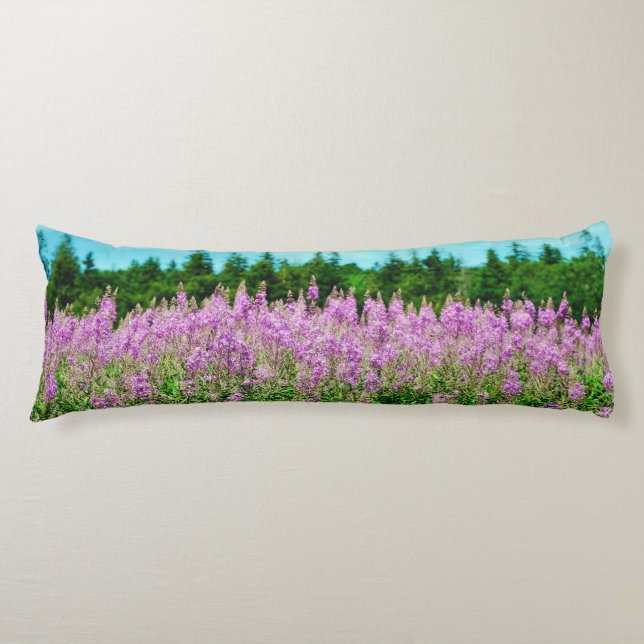 Row of Lavender Lupins Body Cushion (Front)