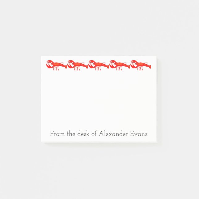 Row of Lobsters Personalise Post-it Notes (Front)